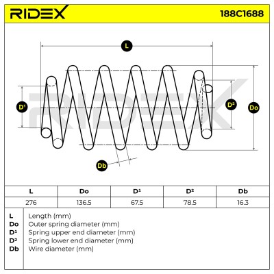 Fahrwerksfeder RIDEX 188C1688 188C1688 - foto 5