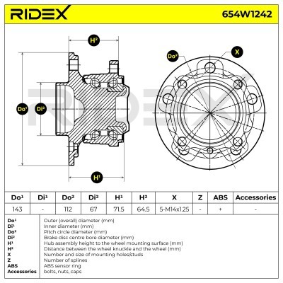 Radlager RIDEX 654W1242 654W1242 - foto 6