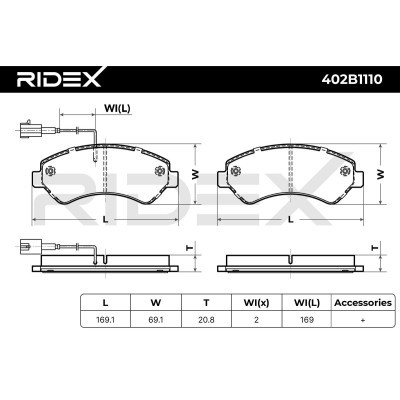 Bremsbeläge Satz RIDEX 402B1110 402B1110 - foto 7