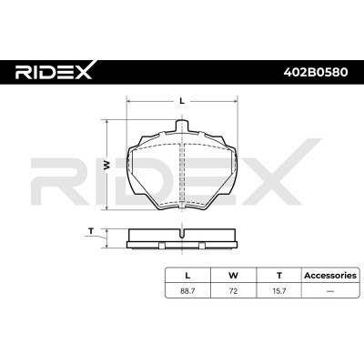 Bremsbeläge Satz RIDEX 402B0580 402B0580 - foto 6