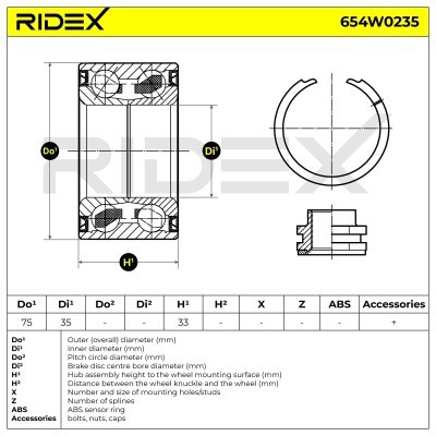 Radlager RIDEX 654W0235 654W0235 - foto 11