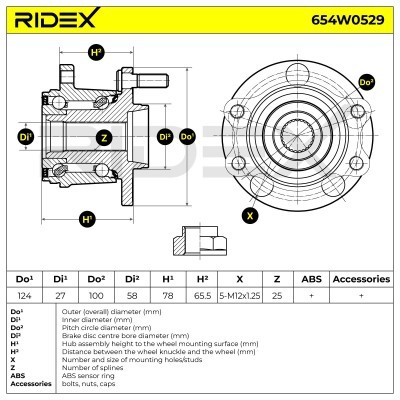 Radlager RIDEX 654W0529 654W0529 - foto 7