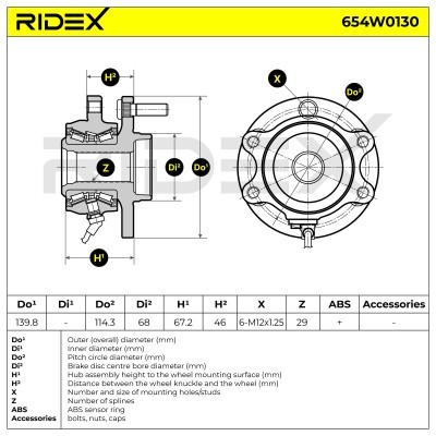 Radlager RIDEX 654W0130 654W0130 - foto 7