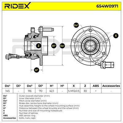 Radlager RIDEX 654W0971 654W0971 - foto 7