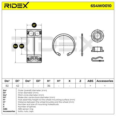 Radlager RIDEX 654W0010 654W0010 - foto 5