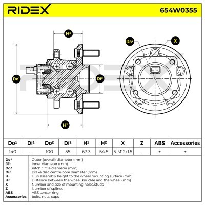 Radlagersatz RIDEX 654W0355 654W0355 - foto 6
