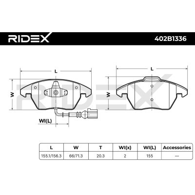 Bremsbeläge Satz RIDEX 402B1336 402B1336 - foto 7