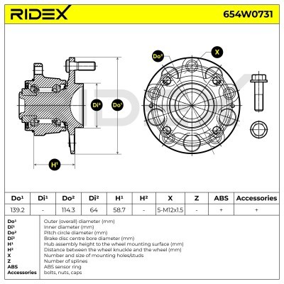 Radlager RIDEX 654W0731 654W0731 - foto 6