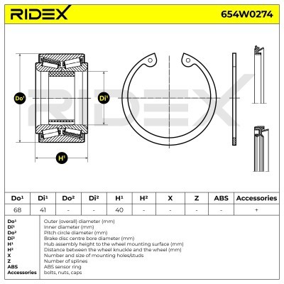 Radlager RIDEX 654W0274 654W0274 - foto 3