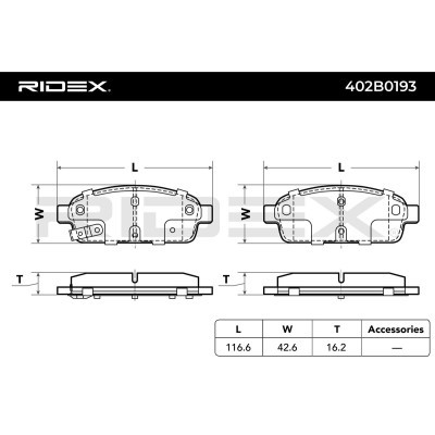 Bremsbeläge Satz RIDEX 402B0193 402B0193 - foto 3