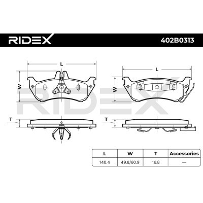 Bremsbeläge Satz RIDEX 402B0313 402B0313 - foto 7