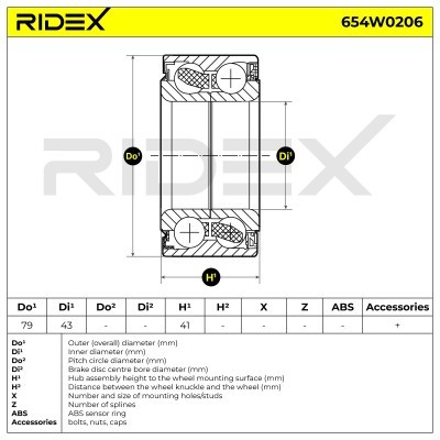 Radlager RIDEX 654W0206 654W0206 - foto 3