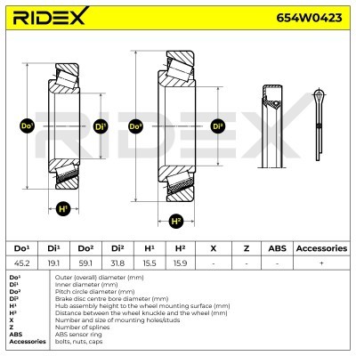 Radlager RIDEX 654W0423 654W0423 - foto 5