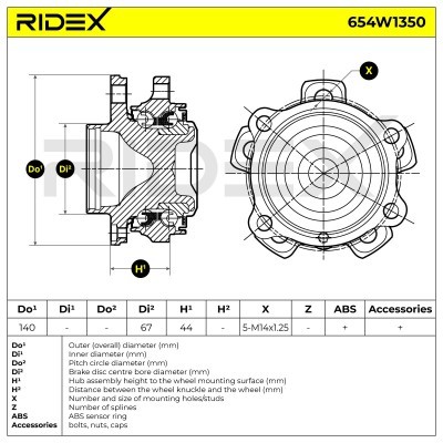 Radlager RIDEX 654W1350 654W1350 - foto 7