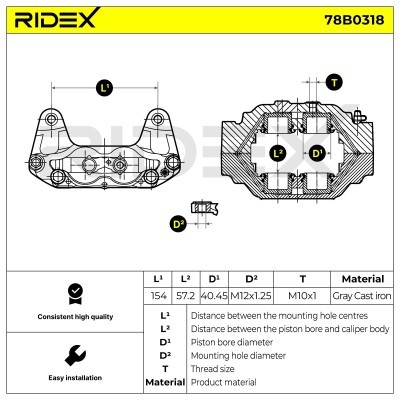 Bremssattel RIDEX 78B0318 78B0318 - foto 6