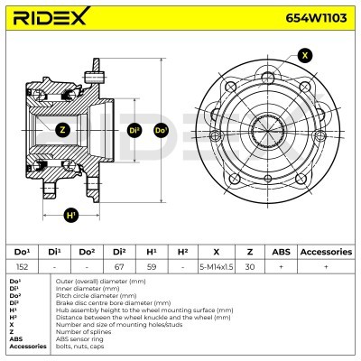 Radlager RIDEX 654W1103 654W1103 - foto 6