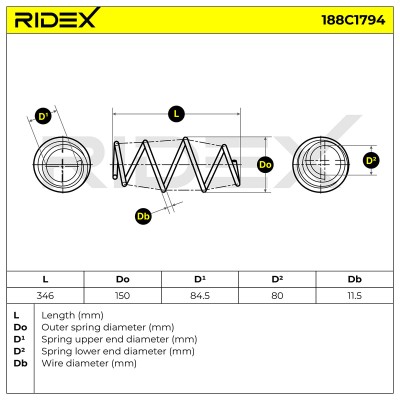 Fahrwerksfeder RIDEX 188C1794 188C1794 - foto 4