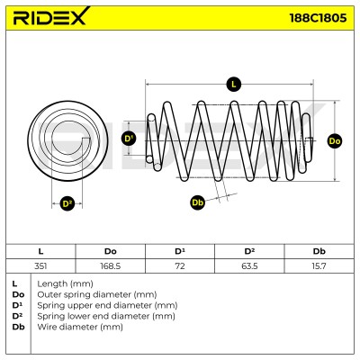 Fahrwerksfeder RIDEX 188C1805 188C1805 - foto 5
