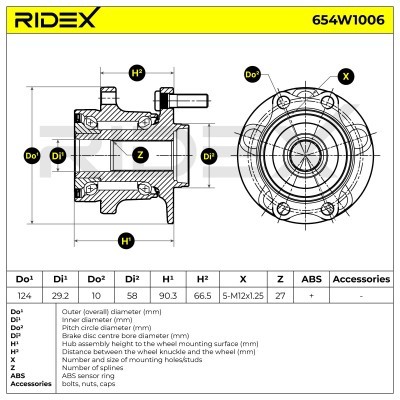 Radlager RIDEX 654W1006 654W1006 - foto 5