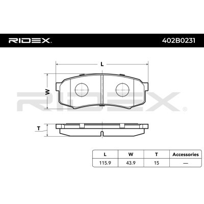 Bremsbeläge Satz RIDEX 402B0231 402B0231 - foto 3