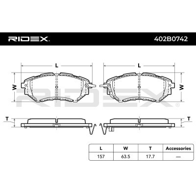 Bremsbeläge Satz RIDEX 402B0742 402B0742 - foto 8