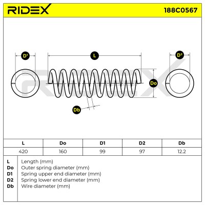 Fahrwerksfeder RIDEX 188C0567 188C0567 - foto 6