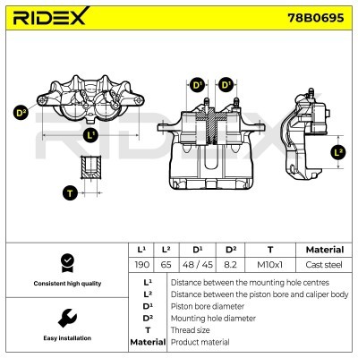 Bremssattel RIDEX 78B0695 78B0695 - foto 7