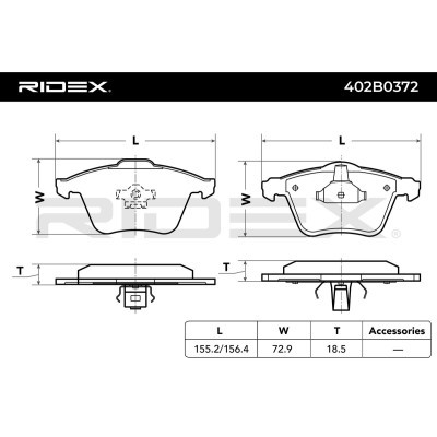 Bremsbeläge Satz RIDEX 402B0372 402B0372 - foto 3