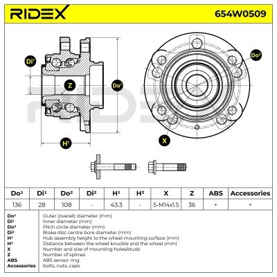 Radlager RIDEX 654W0509 654W0509 - foto 6