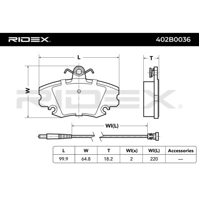 Bremsbeläge Satz RIDEX 402B0036 402B0036 - foto 3