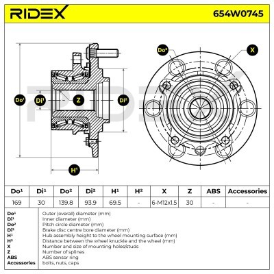 Radlager RIDEX 654W0745 654W0745 - foto 6