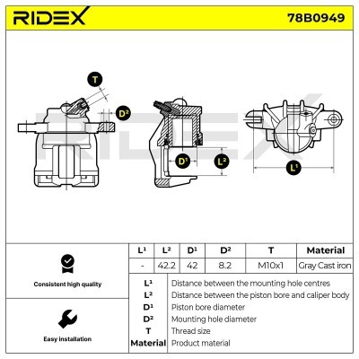 Bremssattel RIDEX 78B0949 78B0949 - foto 5