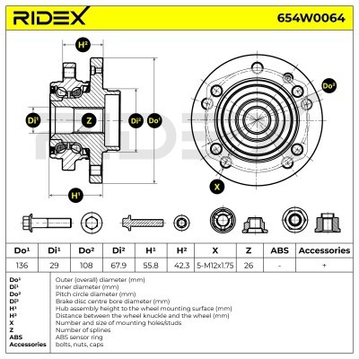 Radlager RIDEX 654W0064 654W0064 - foto 5