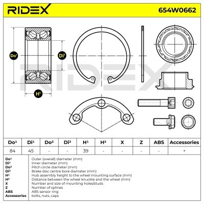 Radlager RIDEX 654W0662 654W0662 - foto 9