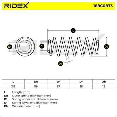 Fahrwerksfeder RIDEX 188C0873 188C0873 - foto 5