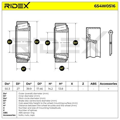 Radlager RIDEX 654W0516 654W0516 - foto 7