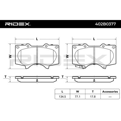 Bremsbeläge Satz RIDEX 402B0377 402B0377 - foto 4