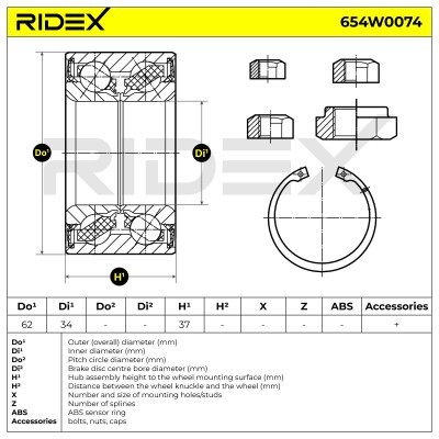 Radlager RIDEX 654W0074 654W0074 - foto 4