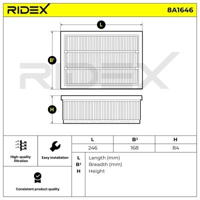 Luftfilter RIDEX 8A1646 8A1646 - foto 6