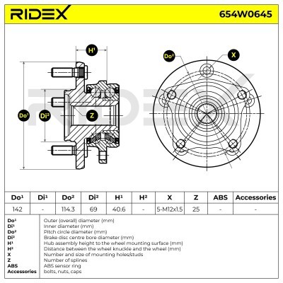 Radlager RIDEX 654W0645 654W0645 - foto 7