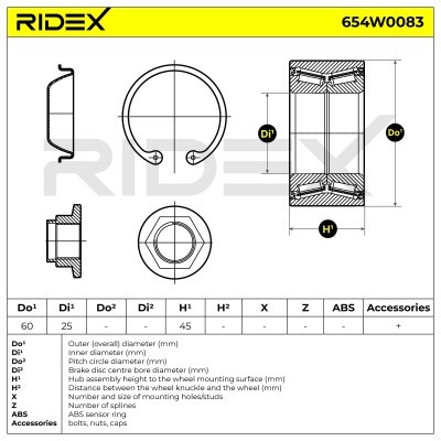 Radlager RIDEX 654W0083 654W0083 - foto 3