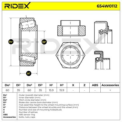 Radlager RIDEX 654W0112 654W0112 - foto 3
