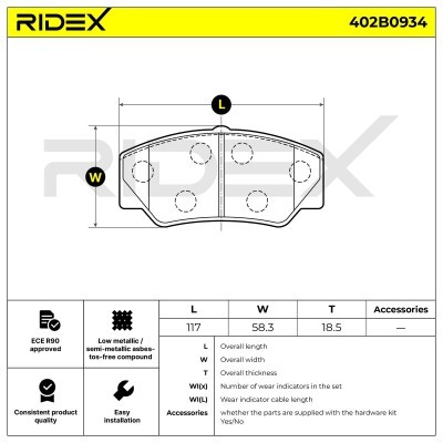 Bremsbeläge Satz RIDEX 402B0934 402B0934 - foto 4