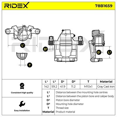 Bremssattel RIDEX 78B1659 78B1659 - foto 6