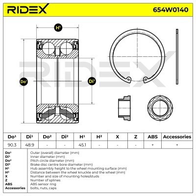 Radlager RIDEX 654W0140 654W0140 - foto 5