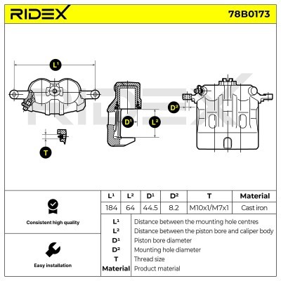 Bremssattel RIDEX 78B0173 78B0173 - foto 3
