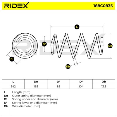 Fahrwerksfeder RIDEX 188C0835 188C0835 - foto 7
