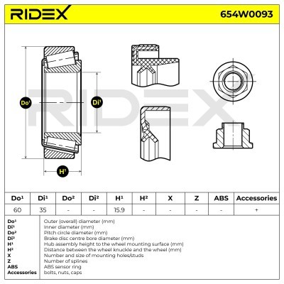 Radlager RIDEX 654W0093 654W0093 - foto 2