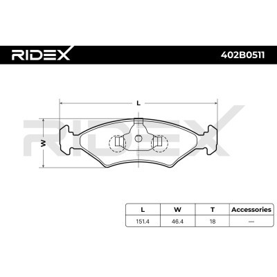 Bremsbeläge Satz RIDEX 402B0511 402B0511 - foto 7