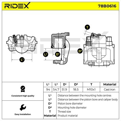 Bremssattel RIDEX 78B0616 78B0616 - foto 5